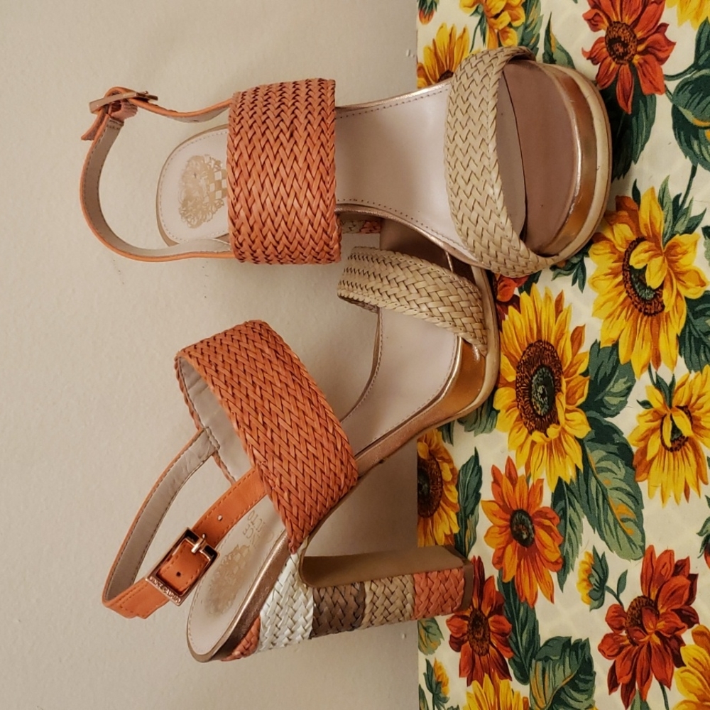 Vince Camuto Adrien Heels Sandals size 8 pink tan